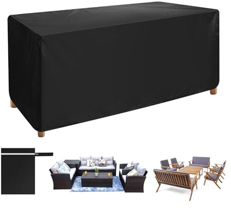 AiQinu Universell Abdeckung für Gartenmöbel, Loungemöbel Abdeckung 180 X120 X 74cm, 420D Oxford Gewebe, Wasserdicht Winddicht UV-Beständiges für Gartentische Terrassenmöbel Outdoor-Tisch (Schwarz)