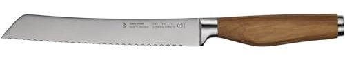 WMF Grand Wood Brotmesser 32,4 cm, Messer Holzgriff, Made in Germany, Olivenholzgriff, Messer geschmiedet, Küchenmesser Spezialklingenstahl, Performance Cut, einzigartiger Griff, Klinge 19 cm