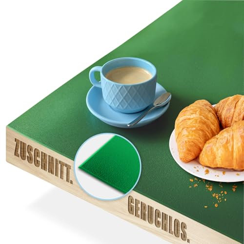 KARAT Farbige Tischfolie mit abgeschrägter Kante - Tischdecke nach Maß, Farbe & Größe wählbar - Folie, Schutzfolie, Tischschutz (Empire, Grün, B:80 x L:100 cm)