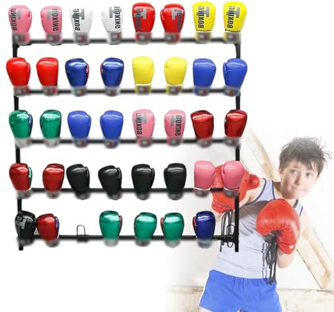HCAUYNN Boxing Club Boxing Gloves Storage Rack,Accommodates 20/40 Pairs Of Gloves,For Storing Messy Gloves,Five-Layer Rack Display Design,Wall-mounted20sets