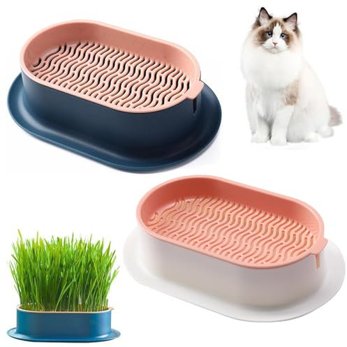 Cutiolly Scatola Per Piantare Erba Per Gatti,2pcs Vassoio Per Erba Per Gatti,Vassoio Per Germinazione Dei Semi,Gatta Vaso Germinante,per Erba del Gatto Vassoio per Germogli Idroponica Scatola