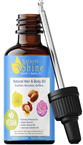 Nature's Shine - Evening Primrose Oil, Argan Oil, Almond Oil, Camellia Oil - w/Vitamins A, C, E, & F, Antioxidant Rich - Face Oil, Skin Care, Hair Oil, Nail Oil - By Orgatural
