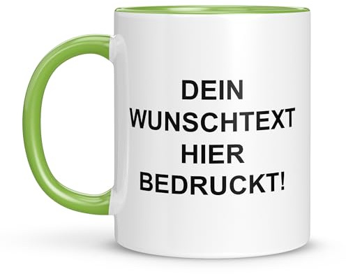 LIEBTASTISCH Personalisierte Tasse Mit Namen - Spülmaschinen- & Mikrowellengeeignet - In Deutschland Bedruckt - 330 ml - Beidseitig Bedruckt - Bedrucken (Grün)