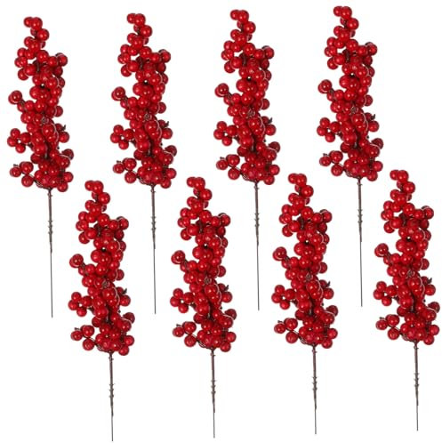Cabilock Elegante 8 Stücke Weihnachten Berry Zweige Beeren Decor Künstliche Pflanze Blätter Für Bühne Dekorationen