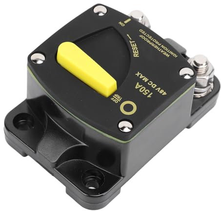 Disjoncteur Amp 12V à 48V DC Disjoncteur Marin Disjoncteur Automatique Protection de Réinitialisation Manuelle pour Bateaux (150A)