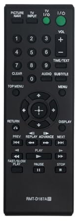 AULCMEET RMT-D187A 148700511 sub RMT-D189P Telecomando di ricambio compatibile con Sony Multi Region DVD DVPSR101B DVPSR200 DVPNS611HP DVPNS710 DVPSR401 DVP-SR401 DVP-SR500
