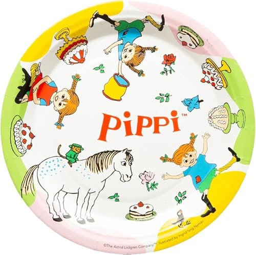 Hisab/Joker 8 Teller * PIPPI * zum Kindergeburtstag und Party | Größe: 23cm, aus Pappe | Partyteller Pappteller Kinder Geburtstag Deko