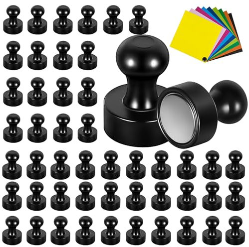 Omtofo 50 Stück Neodym Magnete Stark Schwarz, 12 x 16 mm Stark, Mini Magnete für Kühlschrank, Stecktafel, Pinnwand, Whiteboard, A4, Foto