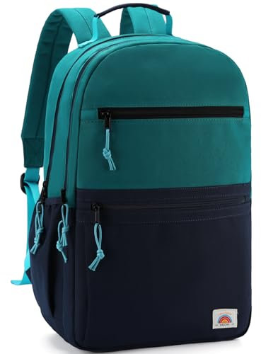 VASCHY School Bag, Lightweight Classic Backpack Cute Aesthetic Bookbag Daypack for Teen Boys Traveling/Gym/Middle School Navy Green