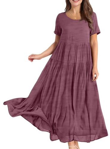 Vestiti Donna Estivi Lunghi Abiti Estivi Modelli Eleganti Abito Cerimonia Corto Sexy Estivo 2025 Estate Mare Lunghi Casual Tubini Estivi Moda Floreali Vestito Donna Estivo Corto Viola XL