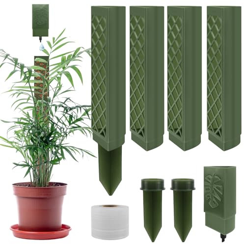 FAELNK Pali di Muschio di Plastica Sfagno per Palo Moss Pole Muschio Bastoncini per Pianteimpilabili in Plastica con Piante Supporto per l'irrigazione Fascette (Verde scuro)