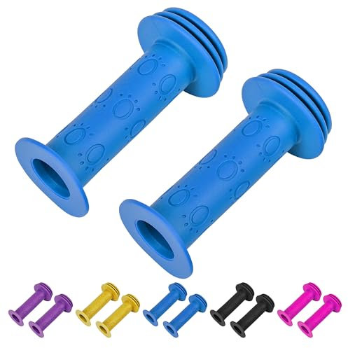 CycForge ​​Fahrradgriffe Kinder 22mm - Sicherer Prallschutz mit Tatzenmuster - Weiche Anti-Rutsch Griffe für Roller & Laufrad 95mm, Süßes Design Navy