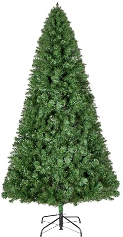 VEVOR Árbol de Navidad Artificial, Decoración de Interiores 220 cm con 1346 Ramas de PVC Ignífugo y Base de Metal, Ideal para Salón, Dormitorio, Centro Comercial, Parque y Oficina, Verde