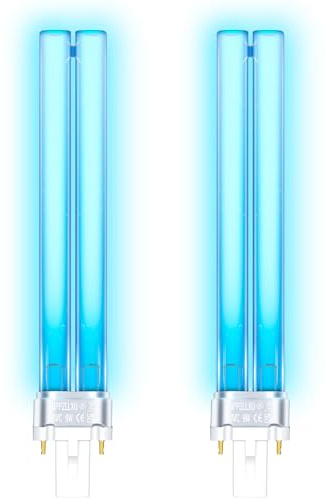 UPPZLLXU 9W Ampoule de Remplacement UVC G23 PLS, Ballast Inductif, pour Clarificateur Bassin, Filtre UVC, Élimine Bactéries, Algues Efficacement pour Étangs（Lot de 2）