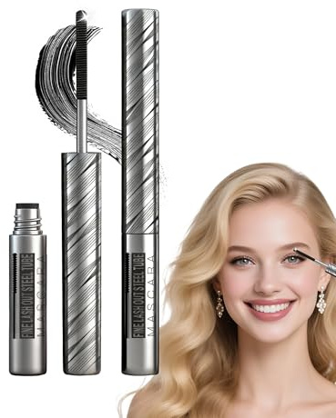 Iron Eye Mascara Schwarz, 5D Extra Curling Verlängernde Mascara mit Metallbürste, Langlebig Wasserfest, Washable Tubing Wimperntusche für Volumen und Länge die Wimpern, Wischfest Hypoallergen (2PCS)