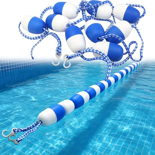 MESOVFCA 89.9 m, Pool Supply Pool Rope Floats, with Pre Assembled Stainless Hooks, Section Off Hazardous Areas, Caution Help