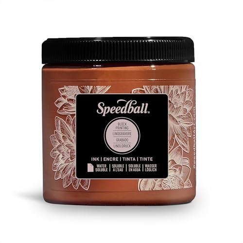 Speedball Art Products 8oz Water Soluble Block Ink Brown, Wood