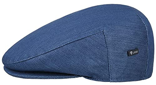 Lipodo Inglese Jeans Flatcap Damen Herren Kinder Made in Italy Denim-Look Schiebermütze 100% Baumwolle Frühjahr Sommer Denim 55 cm