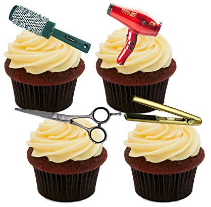 Hairdresser Edible Cupcake Toppers - Stand-up Wafer Cake Decorations (Pack of 12)