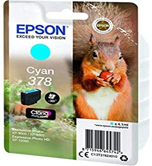 Epson 378 Eichhörnchen Cyan, Original Tintenpatrone XP-8500 XP-8505 XP-8600 XP-8605 XP-8606 XP-8700 XP-15000