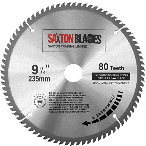 TCT23580T Saxton TCT Circular Wood Saw Blade 235mm x 30mm Bore x 80T for Bosch Makita Dewalt