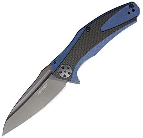 Kershaw Unisex – Erwachsene, Taschenmesser, Natrix Sub Framelock CF, Klinge: 8.3 cm, G10, Klappmesser, Extended Tang, Taschenclip, schwarz/blau, 11 cm, 7007CF