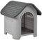 [en.casa] Hundehütte Outdoor Bello Hundehöhle wetterfest Hundehaus mit Lüftungsschlitzen 75 x 59 x 66 cm Kleintierhaus erhöhter Boden Kunststoff Weiß/Grau