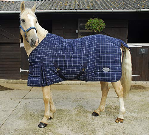 Rhinegold 0 Denver Quilted Stable Rug-Mid/Lightweight 200gsm Fill Stalldecke, Marineblau/weiß, 1,5 m