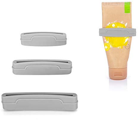 MyGadget Set di 3 Strizza tubetti per Spremere Tubetto Dentifricio | Crema | Maionese | Acrilici - Schiaccia Tubetti Anti Spreco Taglia S M L - Grigio