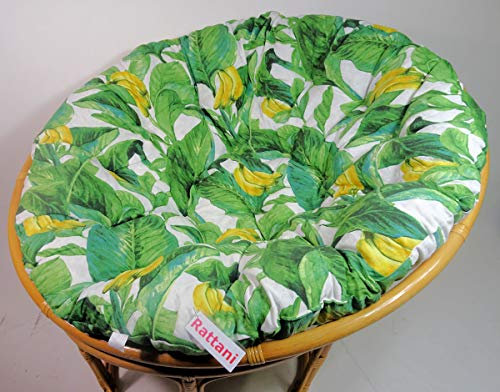 Rattani - Polster, Kissen, Auflage, Ersatzpolster für Rattan Papasansessel, Stoff Dschugel Banana, D 120 cm, Made in EU
