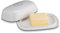 KHG Butterdose Keramik Steingut Weiß für 250g Butter mit Beschriftung, Butter-Aufbewahrung Butterbehälter, Deckel opak, Butterbox rechteckig & glänzend glasiert mit Emaille