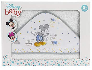 Interbaby MK004-18 Baby Kapuzenhandtuch Disney Mickey Counting Sheep - Weiss/Grau, grau, 200 g