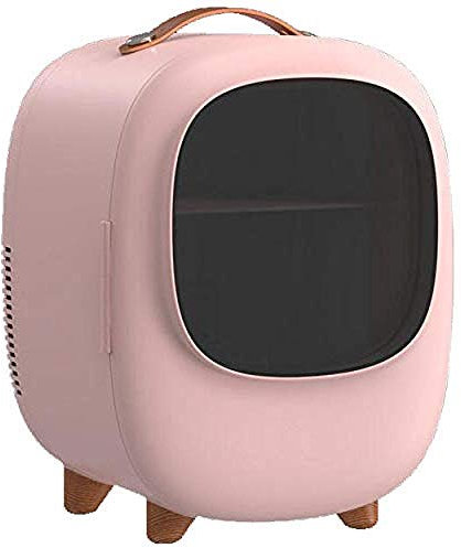 ZLM Mini Frigo Portatile ， Raffreddamento Silenzioso Scaldino Compatto Cooler Cura della Pelle Minibar Frigoriferi per Trucco Bevande Frigo 12V 220V Frigorifero per Auto Rosa