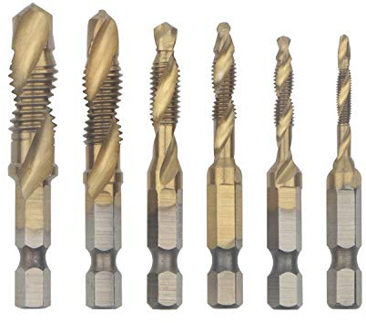 Rowiz Kombi-Bohrer- und Gewindebohrer, metrisches Gewinde M3-M10, Sechskantschaft, Spiralbohrer-Set, 6-teilig