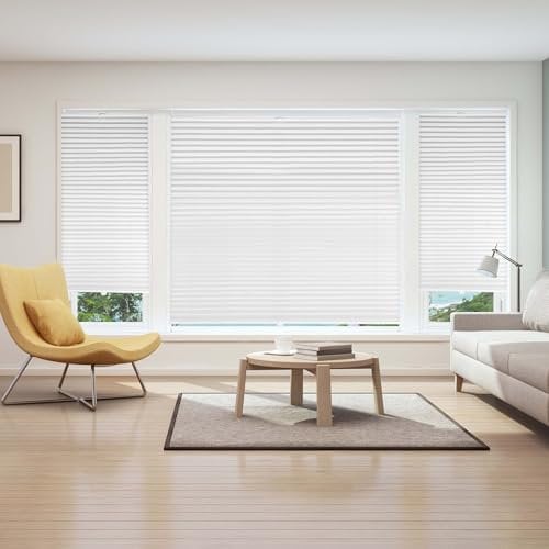 Sekey Plissee ohne Bohren Verdunkelung, Fenster Plissee Klemmfix Jalousie 130 cm breit, Verspannt Blickdicht Sonnenschutz Fensterollo, 130x100cm, Weiß