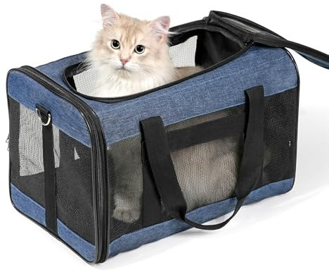 HITSLAM hundebox Faltbar Hundetransportbox Katzentransportbox Katzenbox Transportbox katzentasche für Hund, Katzen, Airline Zugelassen, Reisefreundliche Transporttasche (M)