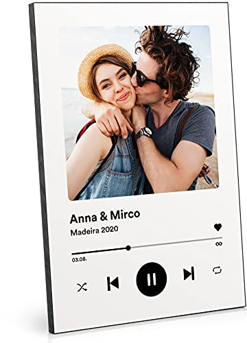 ARTFAVES® Personalisiertes Bild - Song Cover Bild - Geschenk mit eigenem Foto und Text für Freundin als Poster 21 x 30/30 x 40 cm ohne/mit Rahmen oder als Holzbild