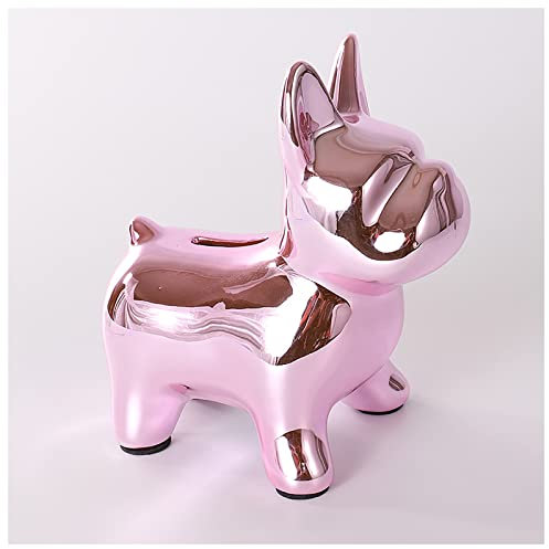 DONGYUCHUN Keramik Welpen Sparschwein, Nordic Style Home Sparschwein Kreative Desktop Ornamente, Kinder Erwachsene Geschenke,Rosa