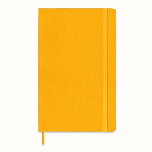 Moleskine Classic Liniertes Notizbuch, Hardcover aus Seide mit Elastikverschluss, Großformat, Farbe Orange Gelb