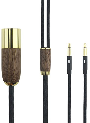 ABLET 4-Pin XLR symmetrischer Stecker 6N OCC Kupfer Einkristall versilbertes Kabel 4-Pin XLR symmetrisches Kabel kompatibel mit Meze 99 Classics, für Meze 99 Neo Kopfhörer Walnussholzschale