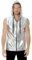 COSAVOROCK Herren 70er Jahre Disco Kostüm Metallic Hemd Pailletten Weste Hässliche Glänzend Bronzing Hoodie Silber L