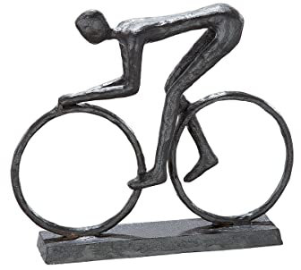 GILDE Design Skulptur Racer brüniert - Figur auf Rennrad - Höhe 15 cm