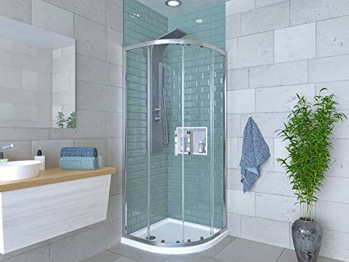 Box doccia cabina angolare tonda semicircolare in cristallo temperato 6 mm altezza 195 (80x80)