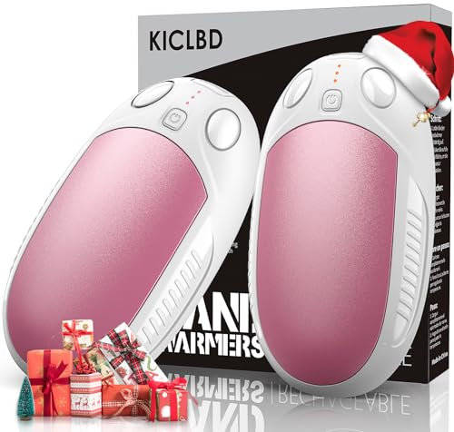 KICLBD Chauffe-Mains électriques, 2 Packs Chauffe-Mains Rechargeables USB, 3 Modes de Chauffage réglables, Cadeaux pour Raynauds, Golf, Camping, Randonnée (Rose)
