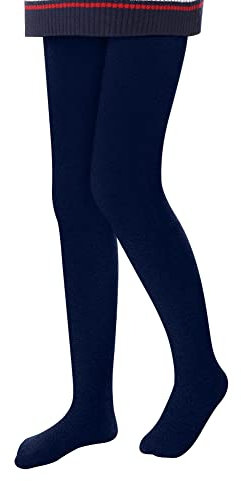 L&K-II Thermostrumpfhose Mädchen Kinderstrumpfhose mit Innenfutter Winter warm blickdichte Kuschel seamless Treggings hoch Bund Tight 4611 Marineblau 122-128