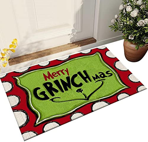 pologmase Fußmatte, Weihnachtsfußmatte im Freien, Der Grinch, der Weihnachten gestohlen hat, Wohnkultur, rutschfest, waschbar, rutschfest, waschbar for drinnen und draußen, Urlaubsdekoration zu Hause