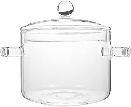 Vaguelly Borosilicato Olla De Transparente Cacerola Con Tapa Para Fuego Lento Y Estofado - Utensilios De Doble Microondas Estufa Para Lavavajillas - Mini Cacerolas