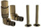 UK Radiators Antique Brass Thermostatic Radiator Valves and Corner Lockshield Valve - Brushed Finish - Classy and Modern Design 1/2 x 15mm Corner Radiator Valves - with 130mm Pipe Covers