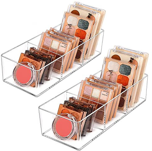 JessLab Organizador de Cajones, Organizador de Maquillaje Acrílico de Almacenamiento de Cosméticos Exhibición de Joyería para Escritorio Armario Baño Tocador Encimera, Transparente (3+3 Compartment)
