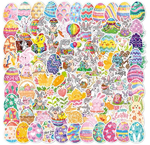 100 Stück Aufkleber Ostern,Sticker Ostern,Ostereier Aufkleber,Ostersticker Kinder,Geschenke Aufkleber Ostern,Basteln Aufkleber Ostern,Abziehbilder Ostern für Osterdeko